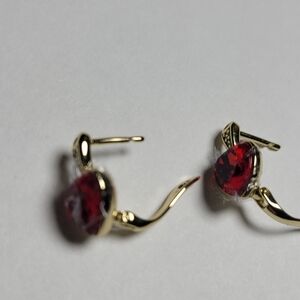 Elegant Gold - Plated and Red Earrings
